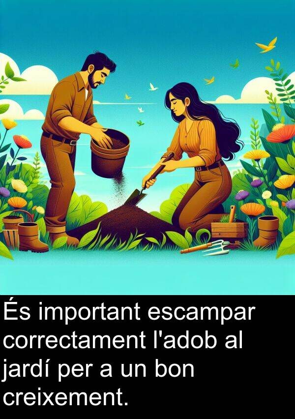 bon: És important escampar correctament l'adob al jardí per a un bon creixement.
