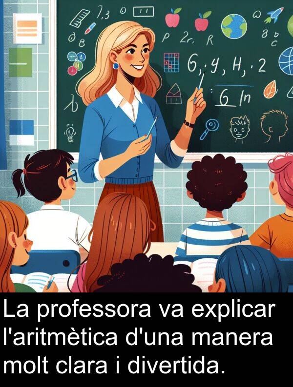 explicar: La professora va explicar l'aritmètica d'una manera molt clara i divertida.