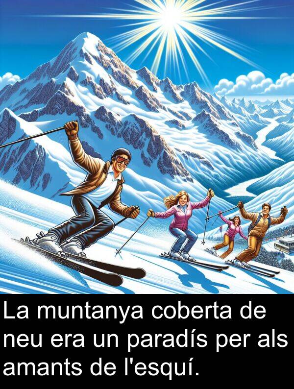 paradís: La muntanya coberta de neu era un paradís per als amants de l'esquí.