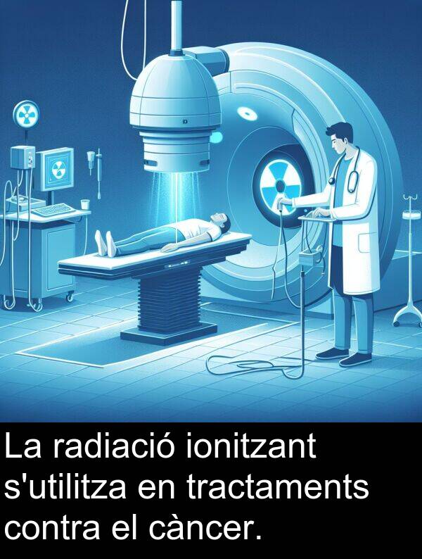 radiació: La radiació ionitzant s'utilitza en tractaments contra el càncer.