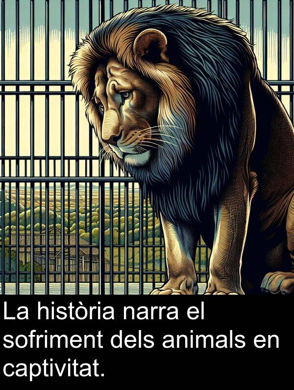 captivitat: La història narra el sofriment dels animals en captivitat.