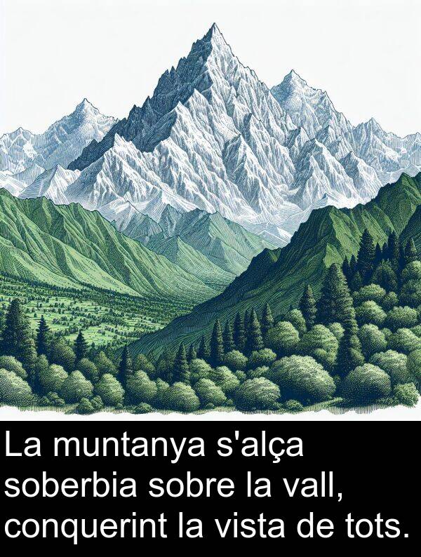 muntanya: La muntanya s'alça soberbia sobre la vall, conquerint la vista de tots.