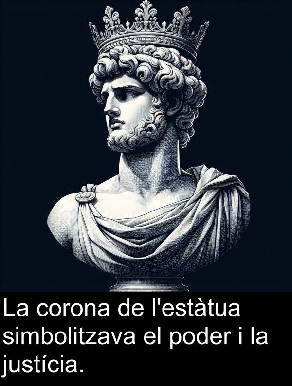poder: La corona de l'estàtua simbolitzava el poder i la justícia.