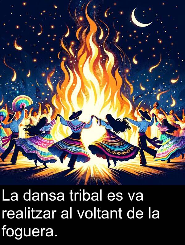 dansa: La dansa tribal es va realitzar al voltant de la foguera.