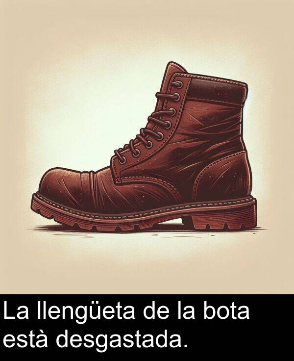 està: La llengüeta de la bota està desgastada.