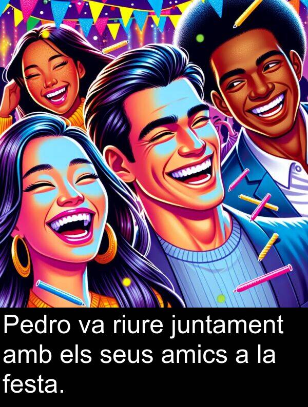 amics: Pedro va riure juntament amb els seus amics a la festa.