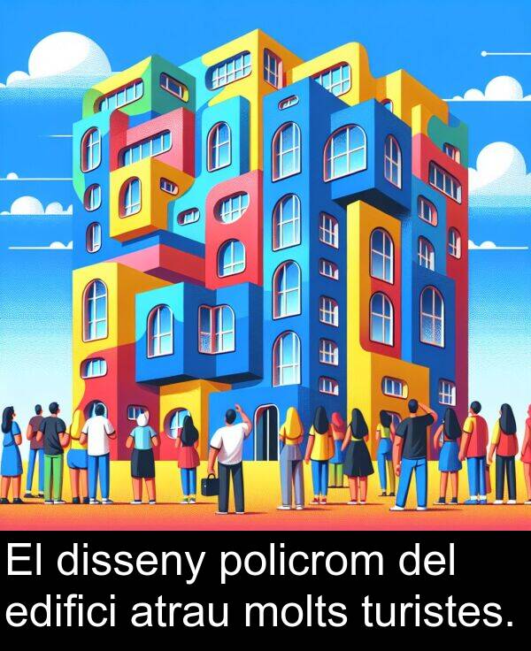 policrom: El disseny policrom del edifici atrau molts turistes.