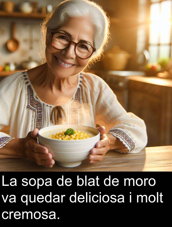 deliciosa: La sopa de blat de moro va quedar deliciosa i molt cremosa.