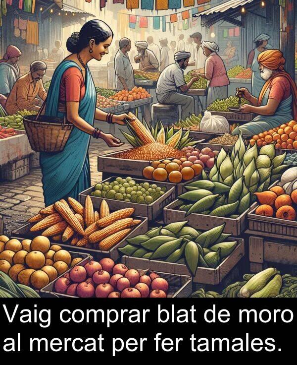 tamales: Vaig comprar blat de moro al mercat per fer tamales.