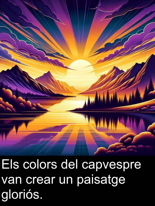 gloriós: Els colors del capvespre van crear un paisatge gloriós.