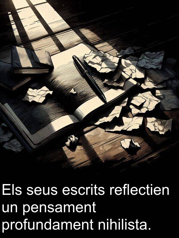 nihilista: Els seus escrits reflectien un pensament profundament nihilista.