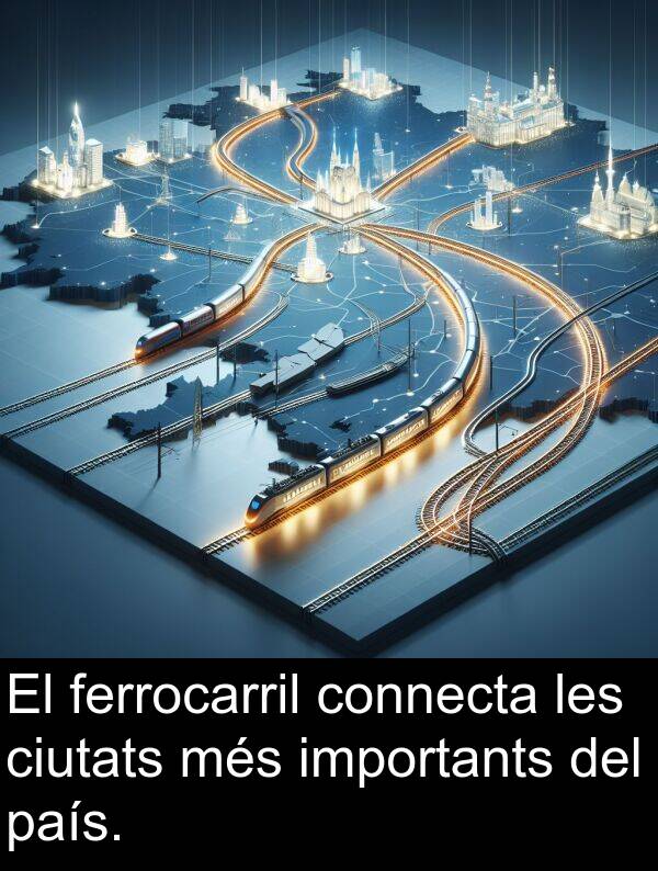 país: El ferrocarril connecta les ciutats més importants del país.