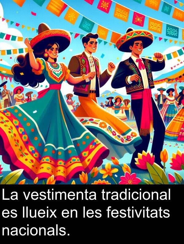 vestimenta: La vestimenta tradicional es llueix en les festivitats nacionals.