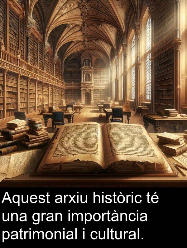 patrimonial: Aquest arxiu històric té una gran importància patrimonial i cultural.
