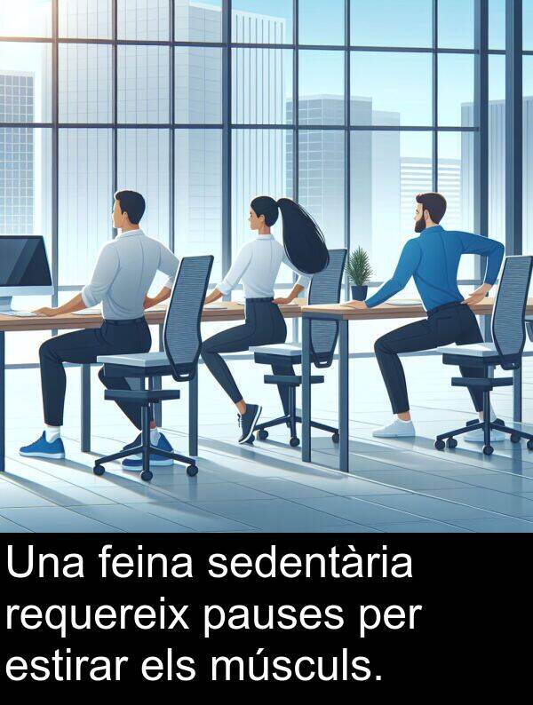 pauses: Una feina sedentària requereix pauses per estirar els músculs.