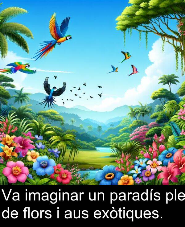 paradís: Va imaginar un paradís ple de flors i aus exòtiques.