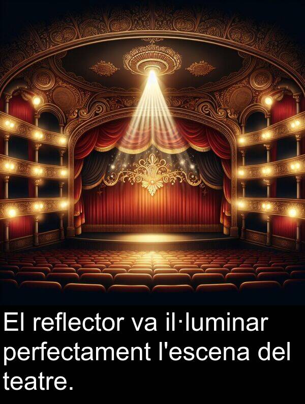 reflector: El reflector va il·luminar perfectament l'escena del teatre.