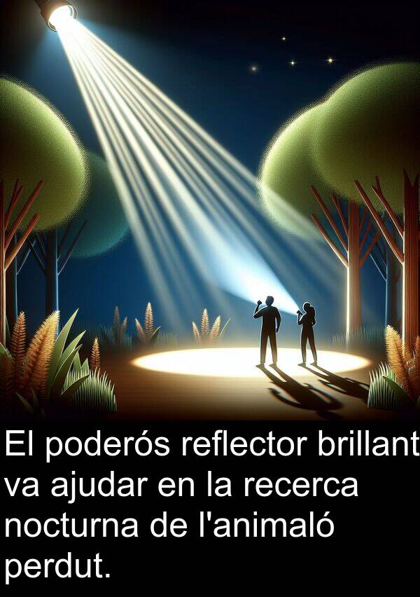 reflector: El poderós reflector brillant va ajudar en la recerca nocturna de l'animaló perdut.