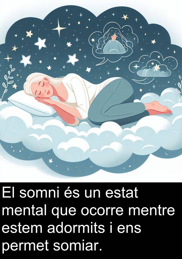 somni: El somni és un estat mental que ocorre mentre estem adormits i ens permet somiar.