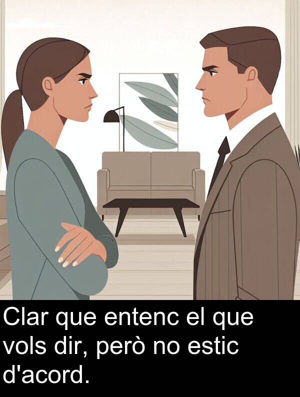 entenc: Clar que entenc el que vols dir, però no estic d'acord.