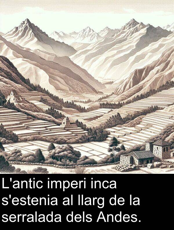serralada: L'antic imperi inca s'estenia al llarg de la serralada dels Andes.