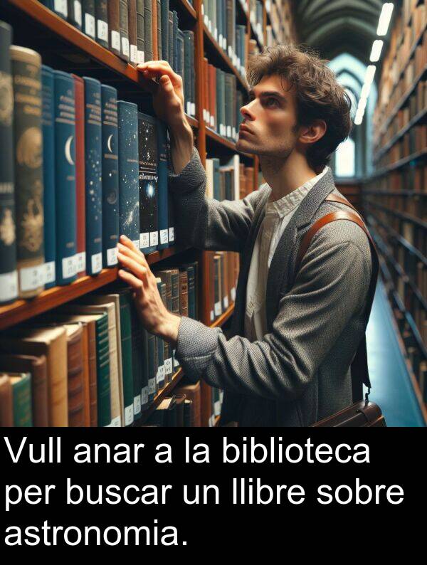 anar: Vull anar a la biblioteca per buscar un llibre sobre astronomia.