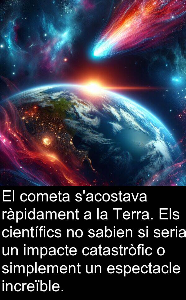 cometa: El cometa s'acostava ràpidament a la Terra. Els científics no sabien si seria un impacte catastròfic o simplement un espectacle increïble.