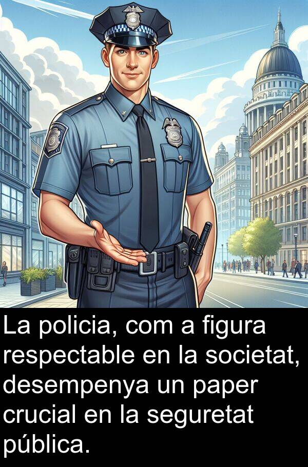 policia: La policia, com a figura respectable en la societat, desempenya un paper crucial en la seguretat pública.