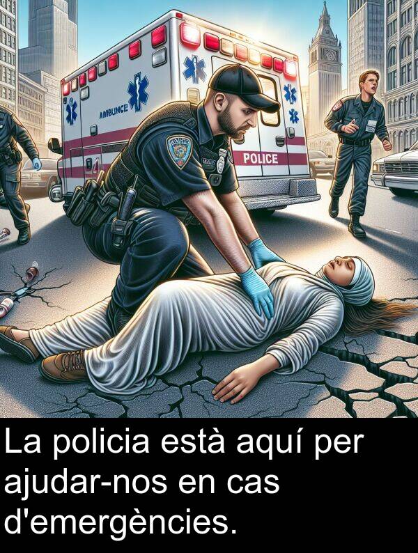 policia: La policia està aquí per ajudar-nos en cas d'emergències.