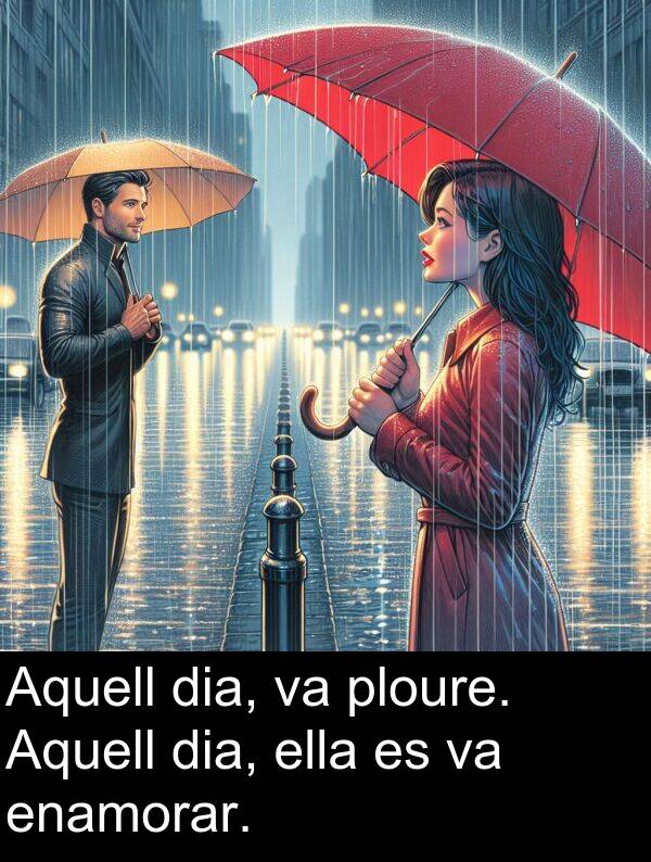ella: Aquell dia, va ploure. Aquell dia, ella es va enamorar.