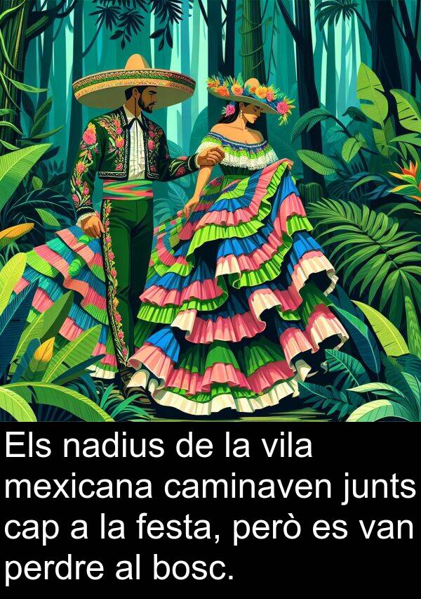 caminaven: Els nadius de la vila mexicana caminaven junts cap a la festa, però es van perdre al bosc.