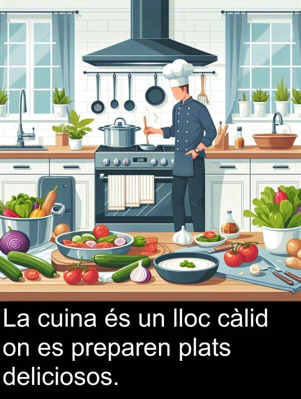 lloc: La cuina és un lloc càlid on es preparen plats deliciosos.