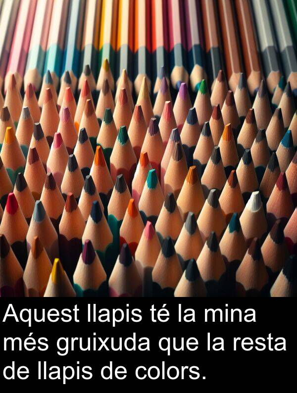 llapis: Aquest llapis té la mina més gruixuda que la resta de llapis de colors.