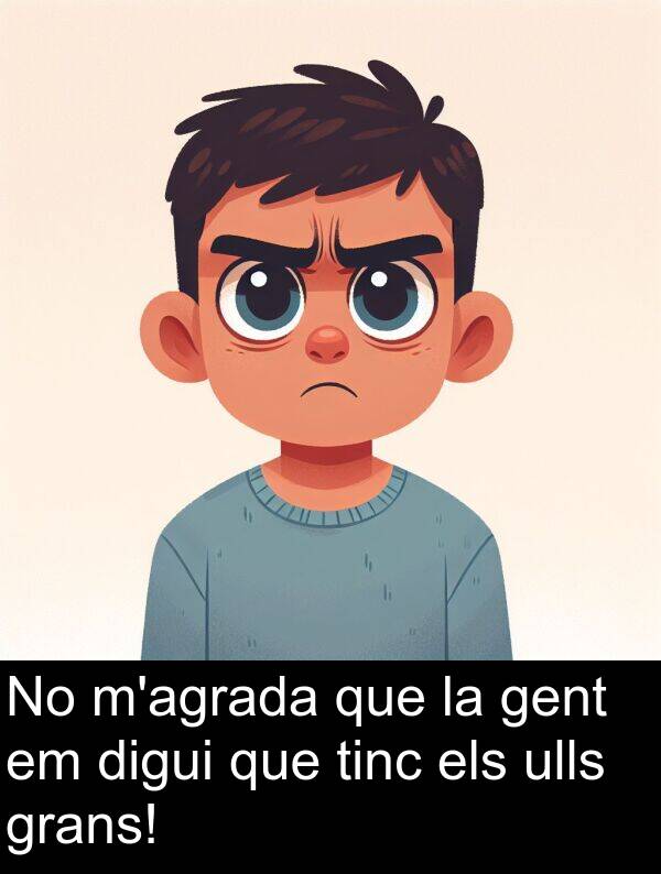 tinc: No m'agrada que la gent em digui que tinc els ulls grans!