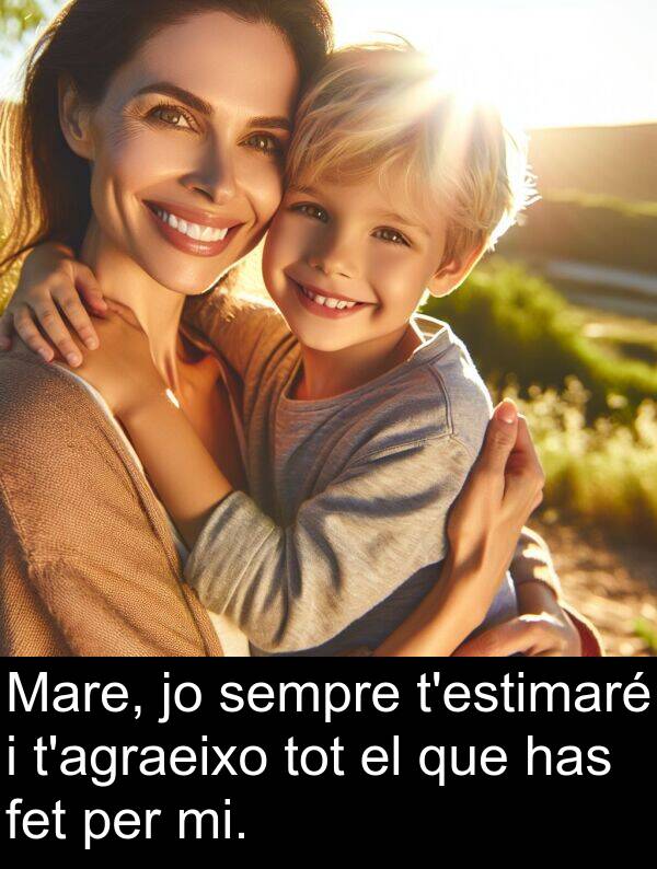has: Mare, jo sempre t'estimaré i t'agraeixo tot el que has fet per mi.