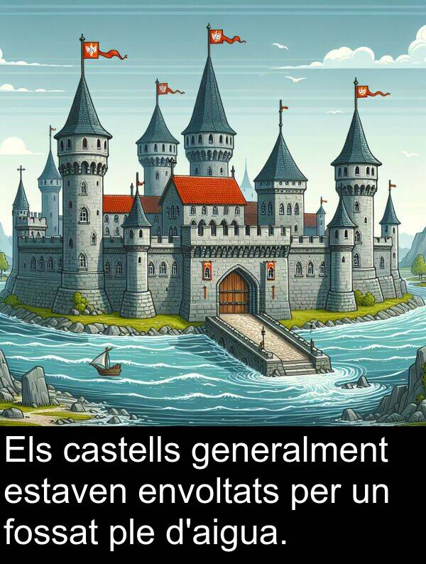 estaven: Els castells generalment estaven envoltats per un fossat ple d'aigua.