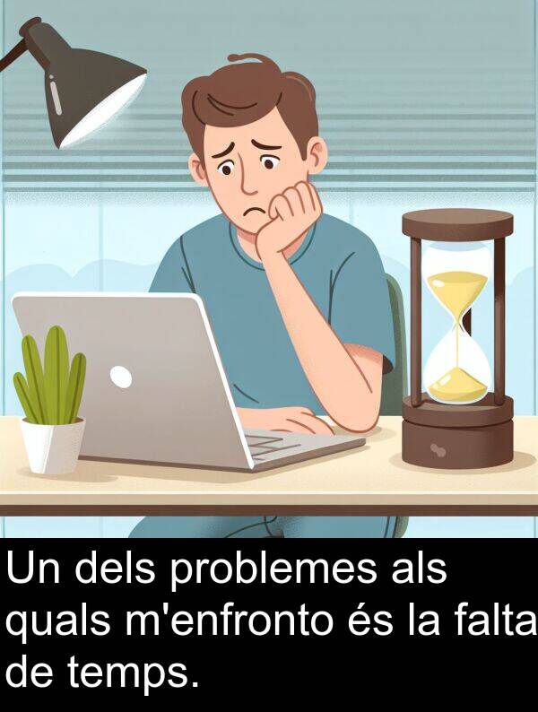 temps: Un dels problemes als quals m'enfronto és la falta de temps.