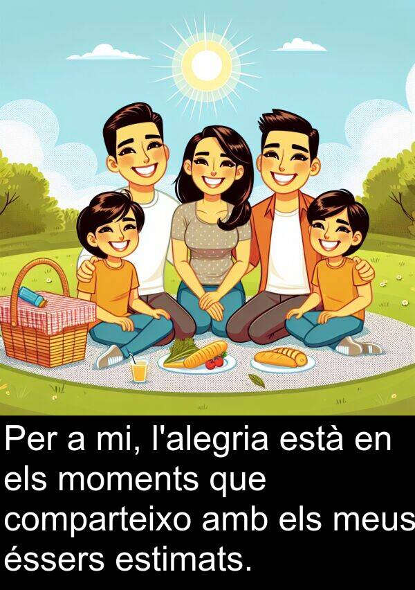 éssers: Per a mi, l'alegria està en els moments que comparteixo amb els meus éssers estimats.