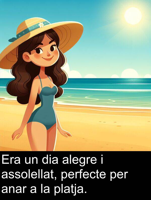 anar: Era un dia alegre i assolellat, perfecte per anar a la platja.