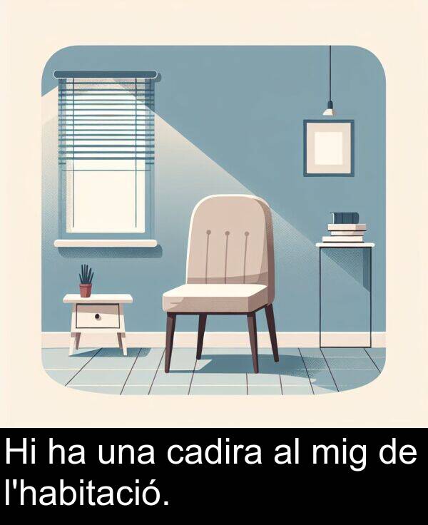 cadira: Hi ha una cadira al mig de l'habitació.