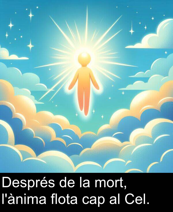 mort: Després de la mort, l'ànima flota cap al Cel.