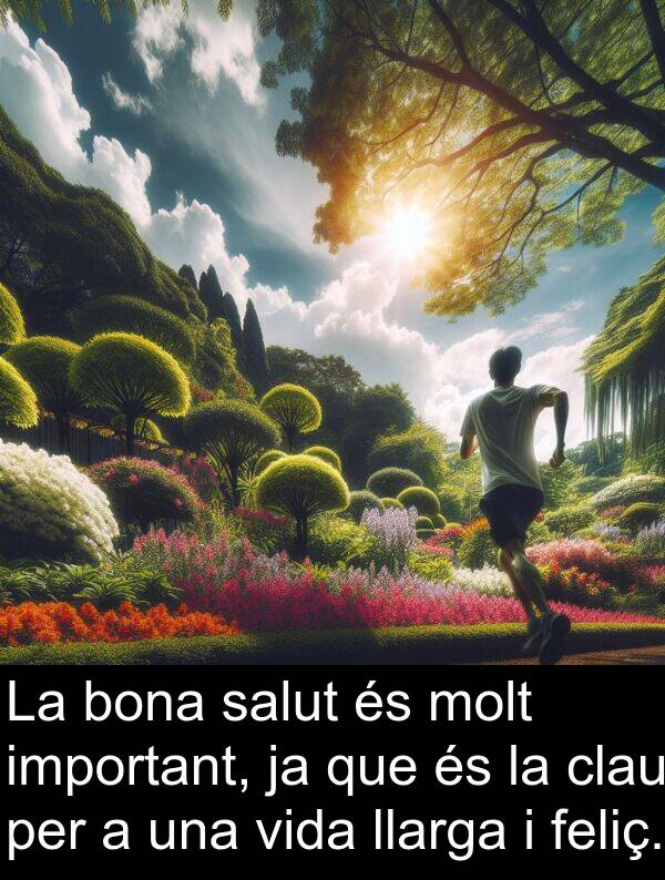 bona: La bona salut és molt important, ja que és la clau per a una vida llarga i feliç.