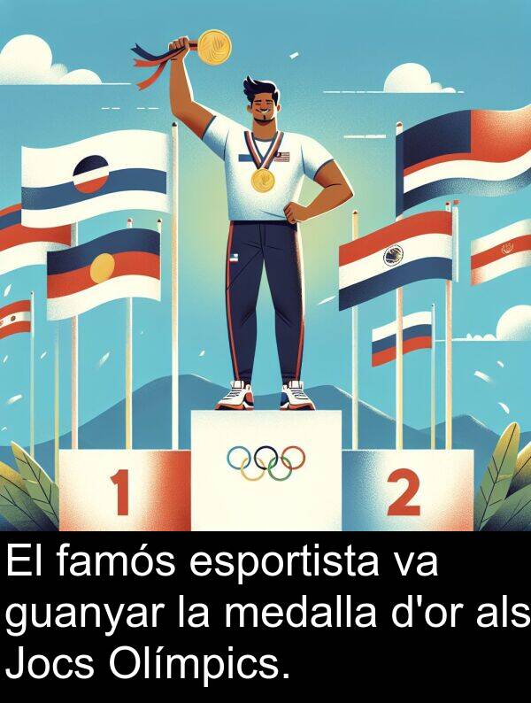 famós: El famós esportista va guanyar la medalla d'or als Jocs Olímpics.