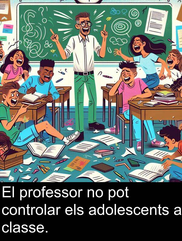 controlar: El professor no pot controlar els adolescents a classe.