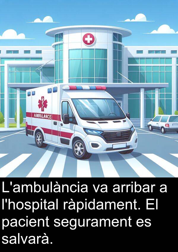 segurament: L'ambulància va arribar a l'hospital ràpidament. El pacient segurament es salvarà.