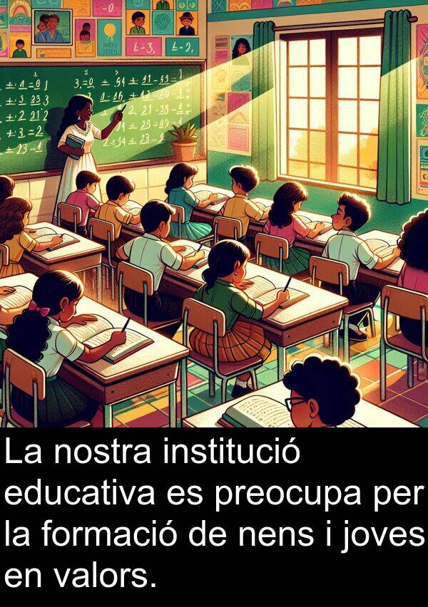 nostra: La nostra institució educativa es preocupa per la formació de nens i joves en valors.