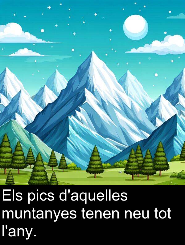 muntanyes: Els pics d'aquelles muntanyes tenen neu tot l'any.