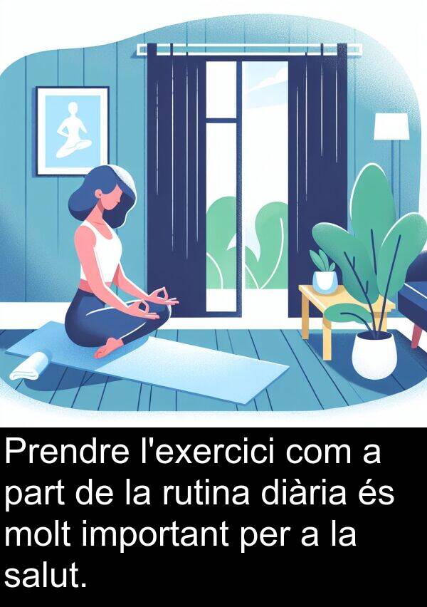 rutina: Prendre l'exercici com a part de la rutina diària és molt important per a la salut.