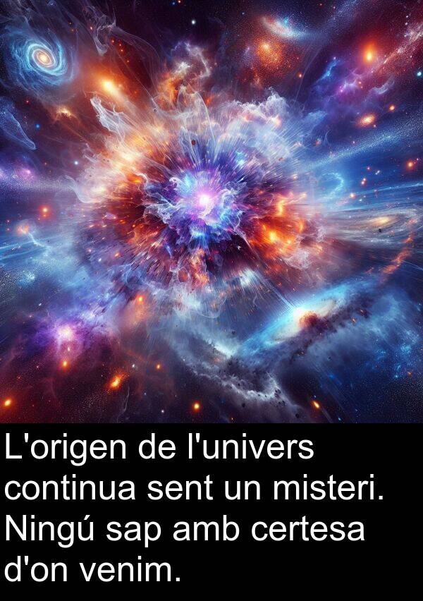 misteri: L'origen de l'univers continua sent un misteri. Ningú sap amb certesa d'on venim.