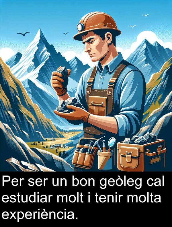 bon: Per ser un bon geòleg cal estudiar molt i tenir molta experiència.